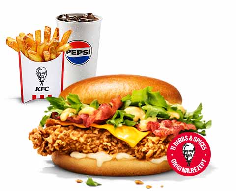 Cheese & Bacon Burger Menü